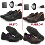 Kit Sapato Social Masculino Couro Legitimo + Palmilha Ortopedica + Relogio + Cinto e Carteira na Amazon