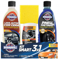 Kit Smart Rodabrill - Lava Autos Com Cera, Pneu Pretinho, Silicone Gel Tradicional na Amazon