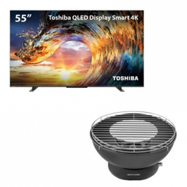 Kit Smart TV QLED 55'' 4K Toshiba e Churrasqueia Portátil Smokeless a Carvão Multi - CE1431K na Multi