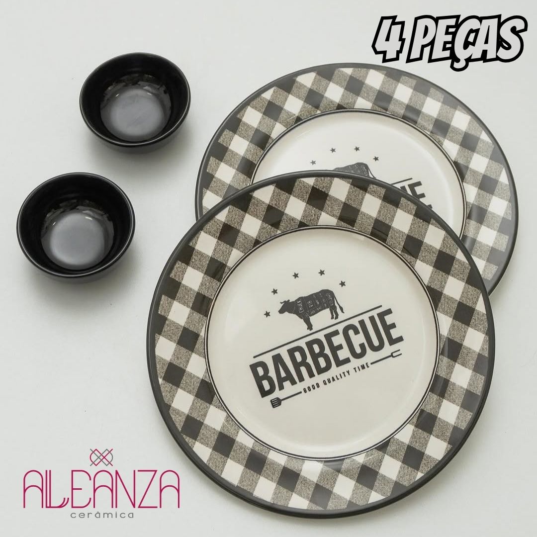 Kit Sobremesa Barbecue Churrasco Alleanza 4 pçs na Amazon