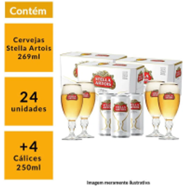 Kit Stella Artois 24 cervejas 269ml + 4 Cálices na Empório da Cerveja