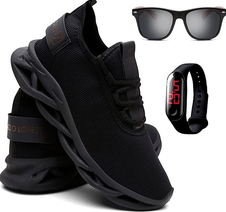 Kit Tênis Masculino de Corrida e Caminhada + Óculos de Sol Madeirado e Relógio na Amazon