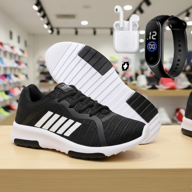 Kit Tênis Masculino Esporte Corrida Academia Macio + Relógio e Fone na Amazon