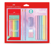 Kit Tons Pastel, Faber-Castell, KIT/PASTEL, KIT de 20, Lápis de Cor + Canetinhas + Borracha + Apontador + Grafite na Amazon