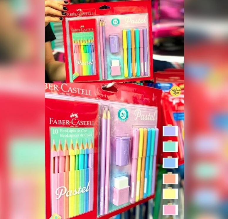Kit Tons Pastel, Faber-Castell, KIT/PASTEL, Lápis de Cor + Canetinhas + Borracha + Apontador + Grafite na Amazon