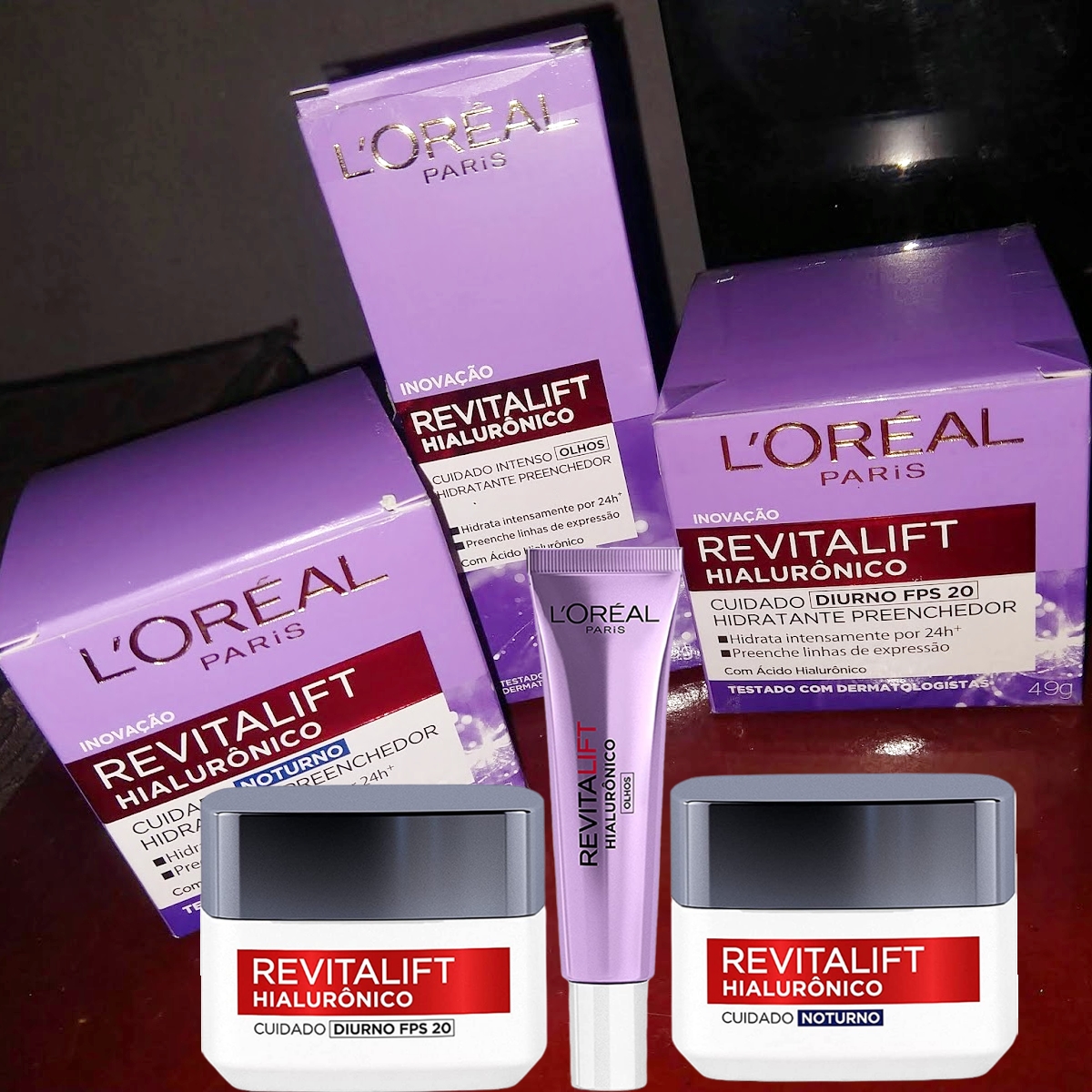 Kit Tratamento Facial L’Oréal Paris Revitalift Hialurônico: Creme Dia + Noite + Olhos, Transparente na Amazon