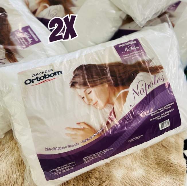 Kit Travesseiro Ortobom de Cabeça Poliéster – Nápoles 2 Unidades na Amazon