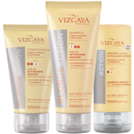 Kit Triplo Shampoo 200ml + Condicionador 150ml + Máscara 150ml Blonde Action - VIZCAYA na Vizcaya