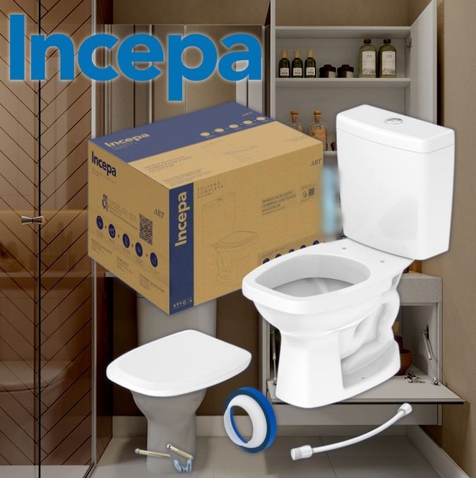 Kit Vaso Sanitário com Caixa Acoplada e Assento Art Incepa, Cor: Branco na Amazon