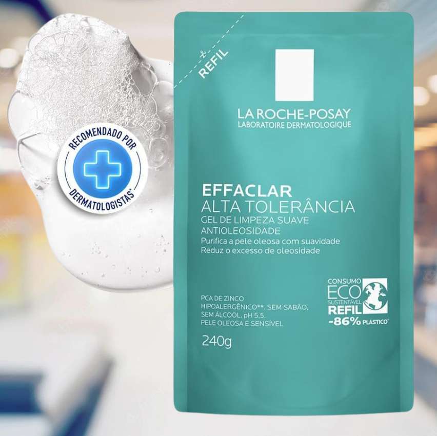 La Roche-posay Effaclar Gel Alta Tolerância Refil 240g. Gel de Limpeza Facial. Limpa a Pele Suavemente Reduzindo a Oleosidade e Eliminando o Brilho. Limpeza Facial. Pele Oleosa e Sensível. na Amazon