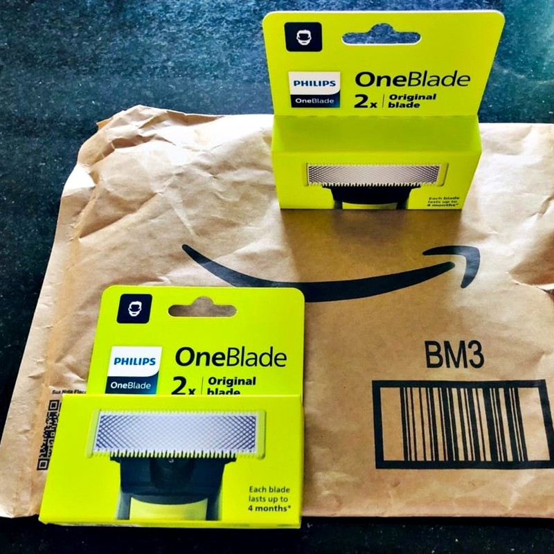 Lâminas de reposição originais Philips OneBlade, para barbeador e aparador elétrico OneBlade, aço inoxidável durável, raspar, aparar e contornar, pacote com 2, modelo QP220/51 na Amazon