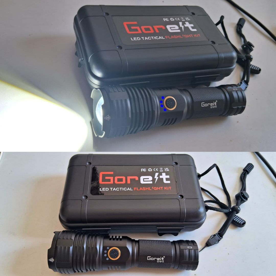 Lanterna Led Recarregavel 10000 Lumens, Goreit Lanterna Tatica Militar Super Potente XHP70.2 na Amazon