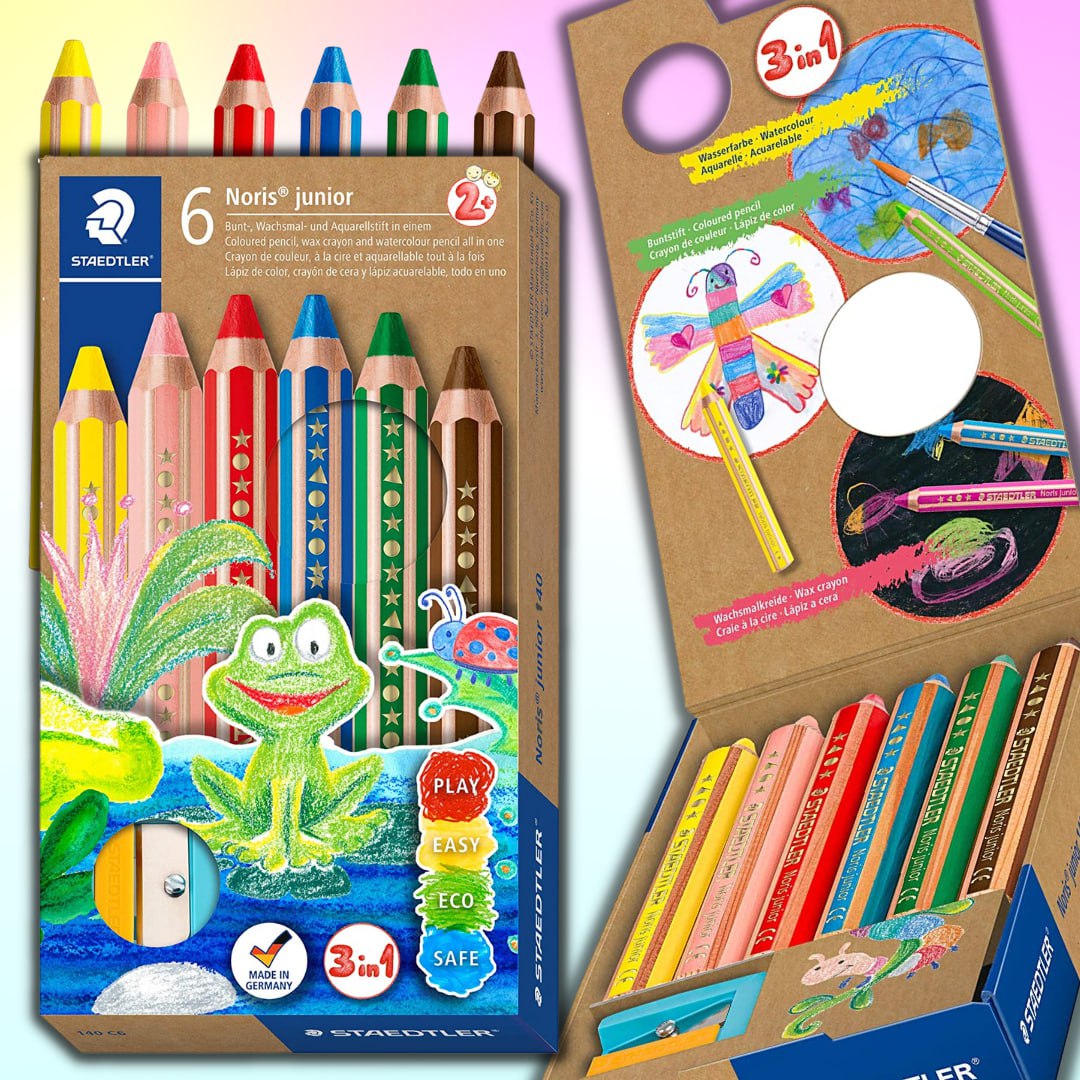 Lápis de Cor 3 em 1, Staedtler, Buddy, 140 C6, 6 Cores na Amazon