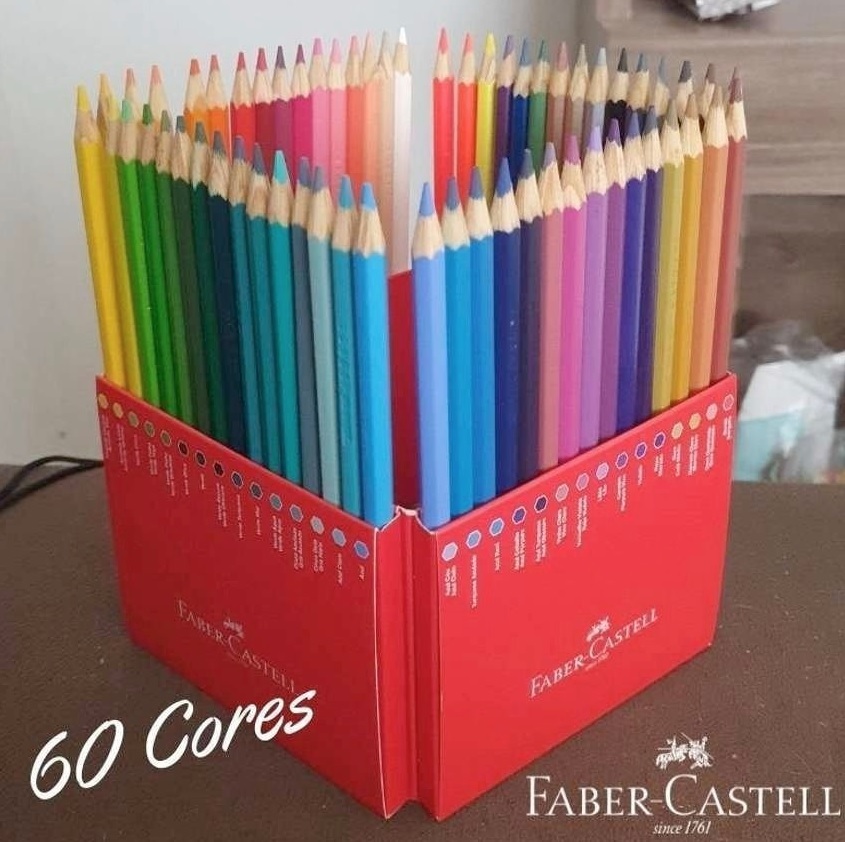 Lápis de Cor Aquarelável, Faber-Castell, EcoLápis, 120260G, 60 Cores na Amazon