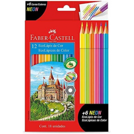 Lápis de Cor Faber-Castell EcoLápis 12 Cores + 6 Neon na Amazon