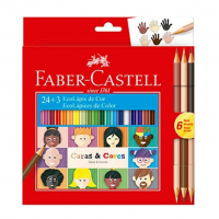 Lápis De Cor, Faber-Castell, Ecolápis Caras & Cores, 120124CC, 24 Cores + 3 Tons De Pele na Amazon