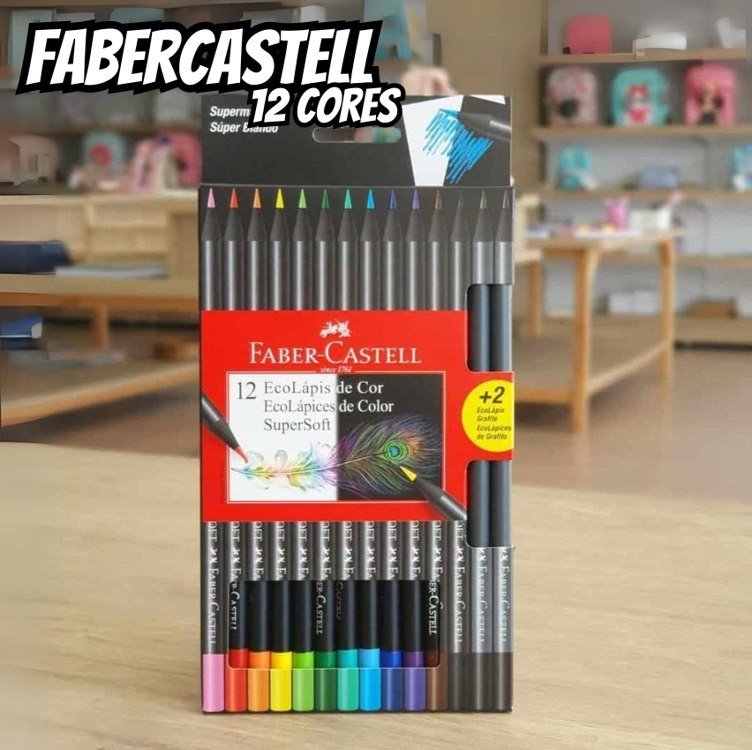 Lápis de Cor, Faber-Castell, EcoLápis Supersoft, 120712SOFT+2, 12 Cores + 2 Grafite na Amazon