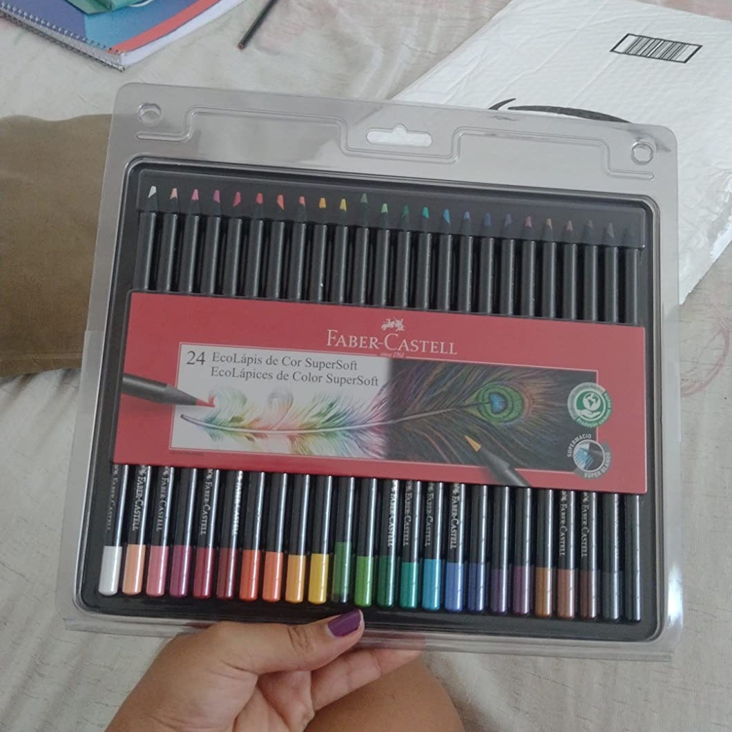 Lápis de Cor, Faber-Castell, EcoLápis Supersoft, 24 Cores na Amazon