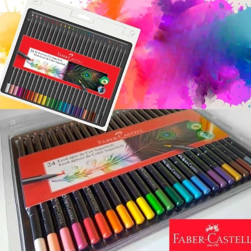 Lápis de Cor, Faber-Castell, EcoLápis Supersoft, 24 Cores na Amazon