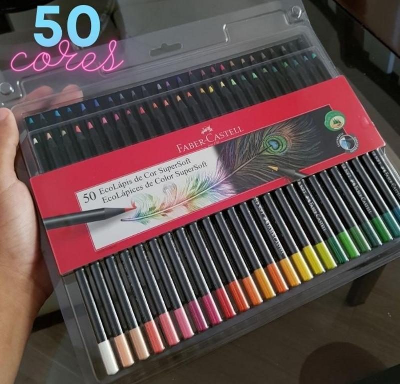Lápis de Cor, Faber-Castell, EcoLápis Supersoft, 50 Cores na Amazon