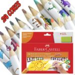 Lápis de Cor, Faber-Castell, Ecolápis Triangular Jumbo + Apontador com Depósito, 12.3024AP, 24 Cores na Amazon