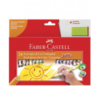 Lápis De Cor, Faber-Castell, Ecolápis Triangular Jumbo + Apontador Com Depósito, 12.3024AP, 24 Cores na Amazon