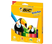 Lápis de Cor Sextavado, BIC, Evolution, 24 Cores na Amazon