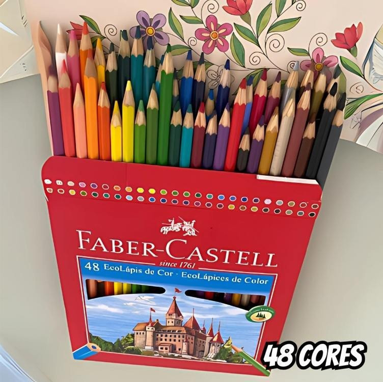 Lápis de Cor Sextavado, Faber-Castell, Ecolápis, 120148G, 48 Cores na Amazon