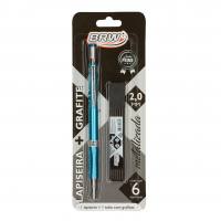 Lapiseira Metalizada Azul + Grafite 2.0mm, BRW na Amazon