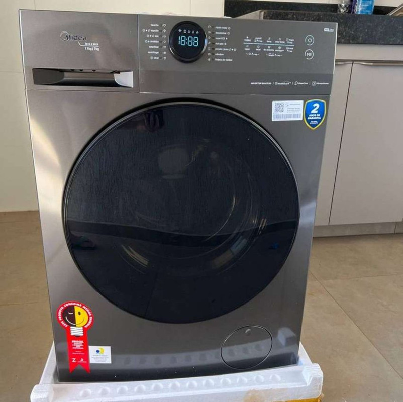 Lava e Seca 10,5kg Midea HealthGuard Titanium Conectada MF200D105WB/GK-01 na Amazon