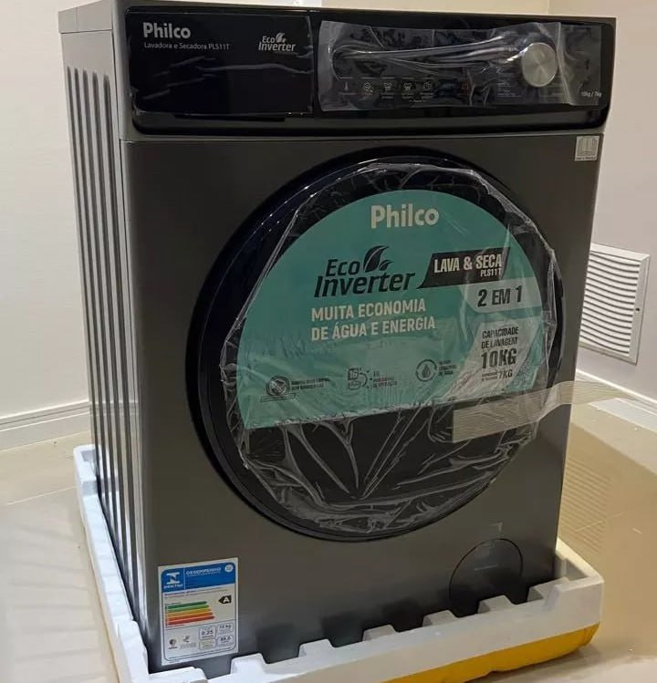 Lava e Seca 16 Programas Eco Inverter Philco 10 kg Inox Pls11t – 110v na Amazon