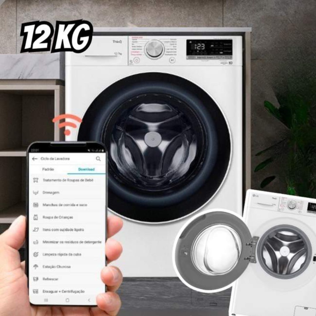 Lava e Seca LG 12kg Smart VC4 CV5012WC4 com – Inteligência Artificial Água Quente e Fria Branca na Magazine Luiza