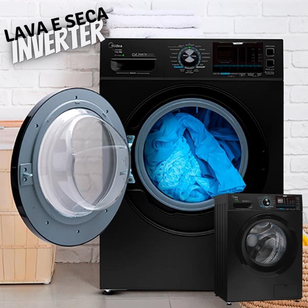 Lava e Seca Midea 11Kg Storm Wash Inverter Tambor 4D Preta LSE11P1 – 127 Volts na Americanas