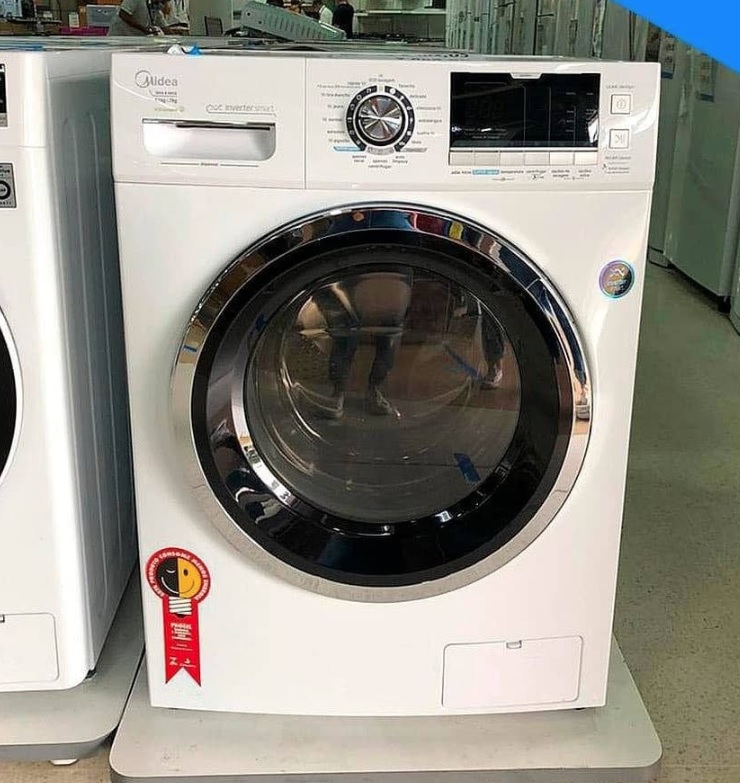 Lava E Seca Midea Branca 10,2Kg Storm Wash Inverter Tambor 4D Porta Preta na Magazine Luiza