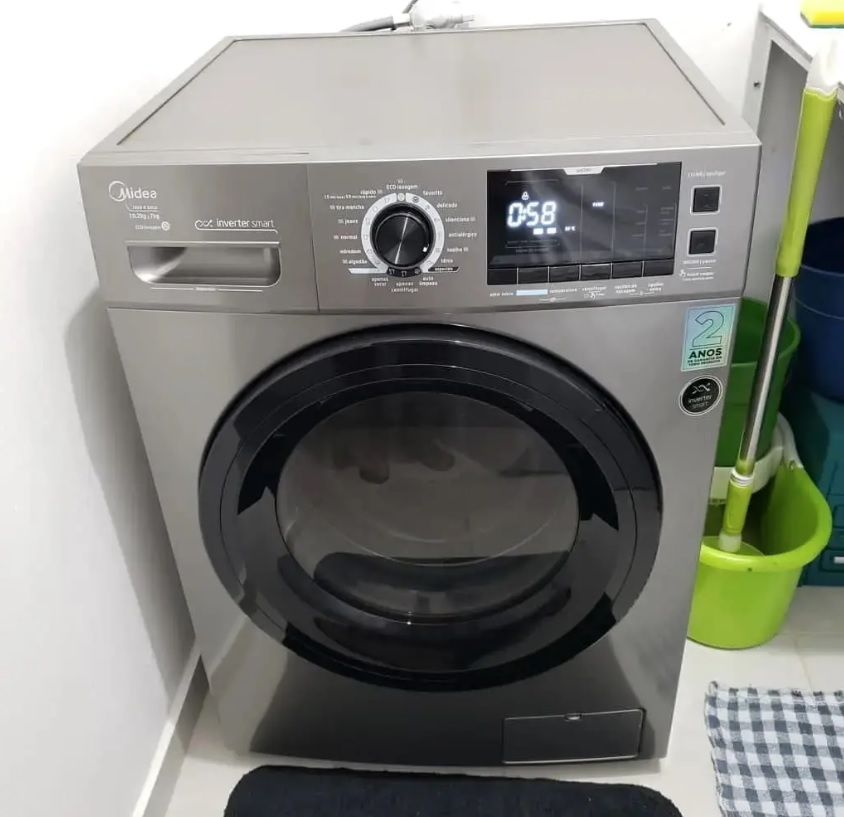 Lava E Seca Midea Grafite Metálico 10,2Kg Storm Wash Inverter Tambor 4D Porta Preta na Magazine Luiza