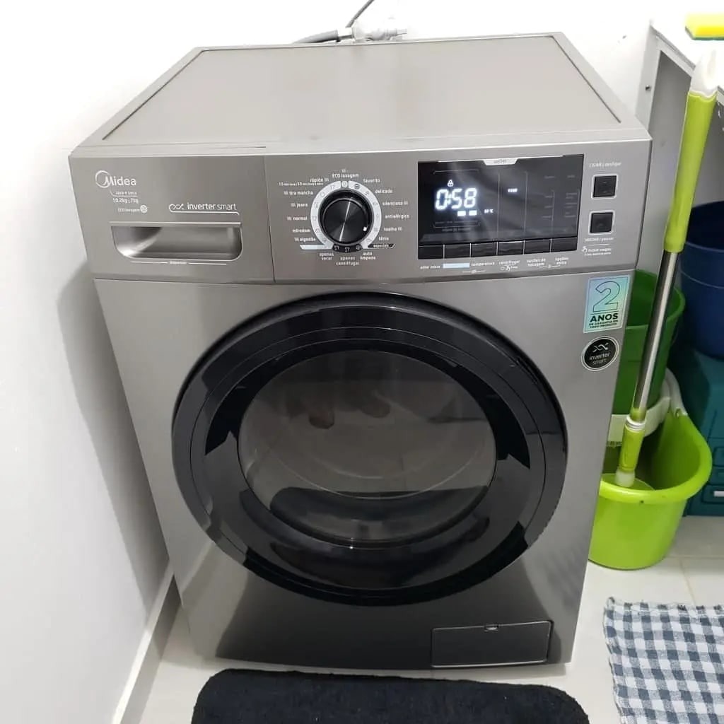 Lava E Seca Midea Grafite Metálico 10,2Kg Storm Wash Inverter Tambor 4D Porta Preta na Magazine Luiza