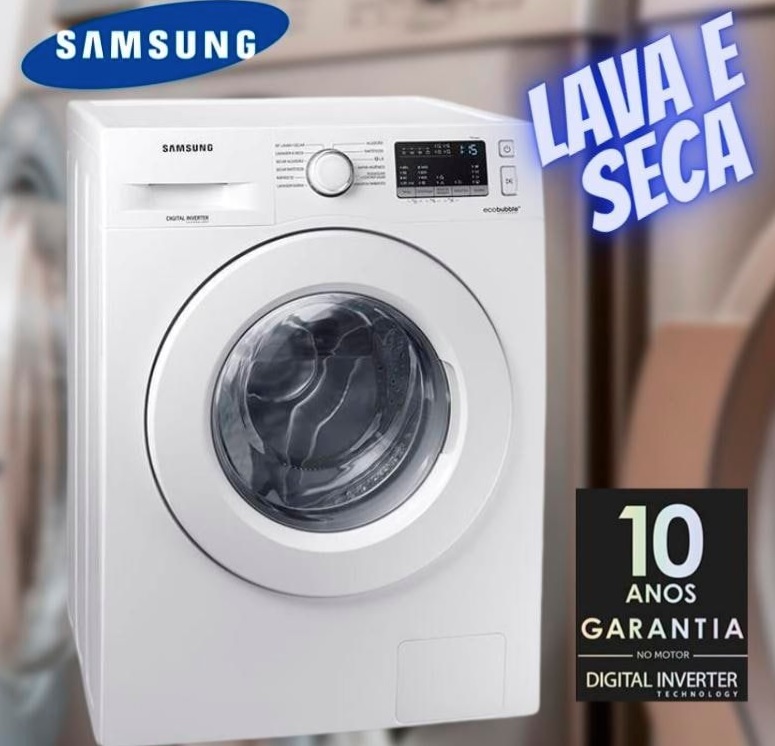 Lava e Seca Samsung AddWash com Ecobubble WD10M 10.1KG na Casas Bahia
