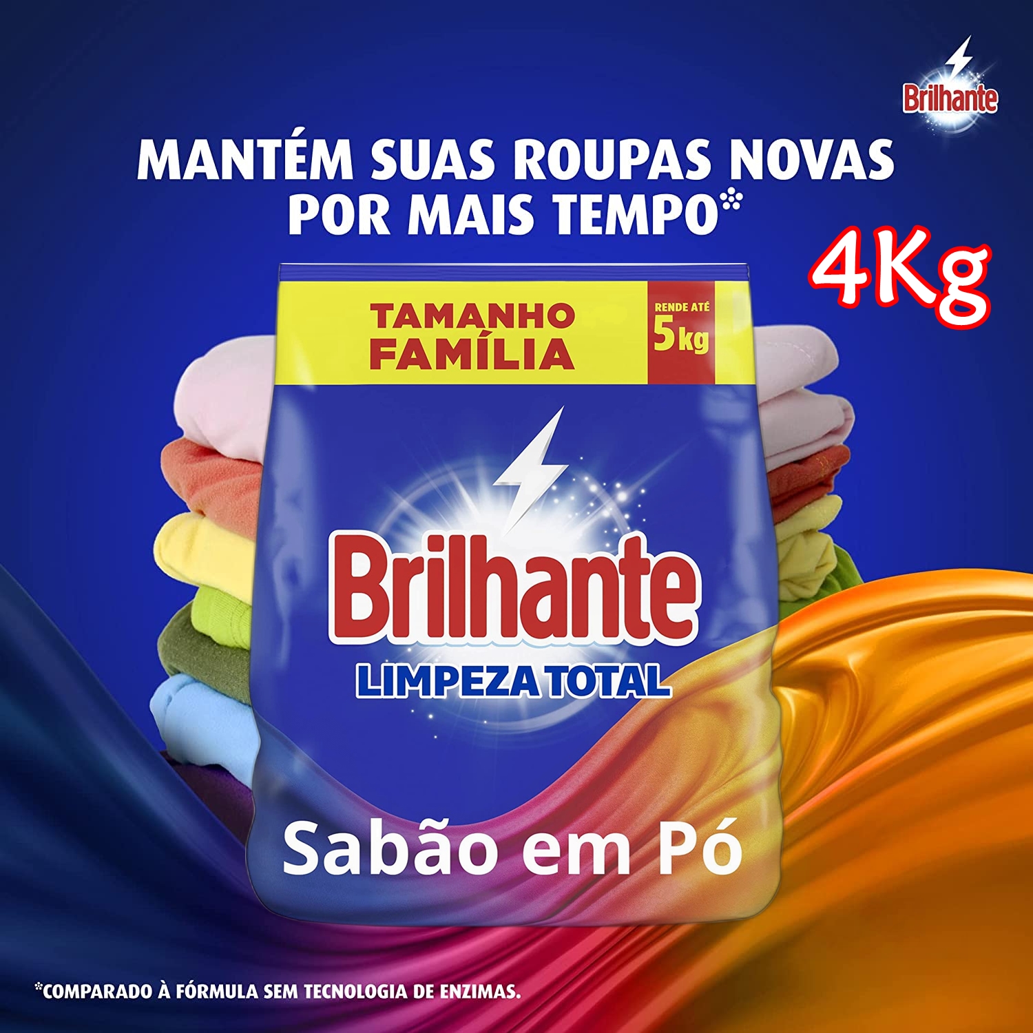 Lava-Roupas em Pó Roupas Brancas e Coloridas Limpeza Total Pacote 4kg Tamanho Família na Amazon