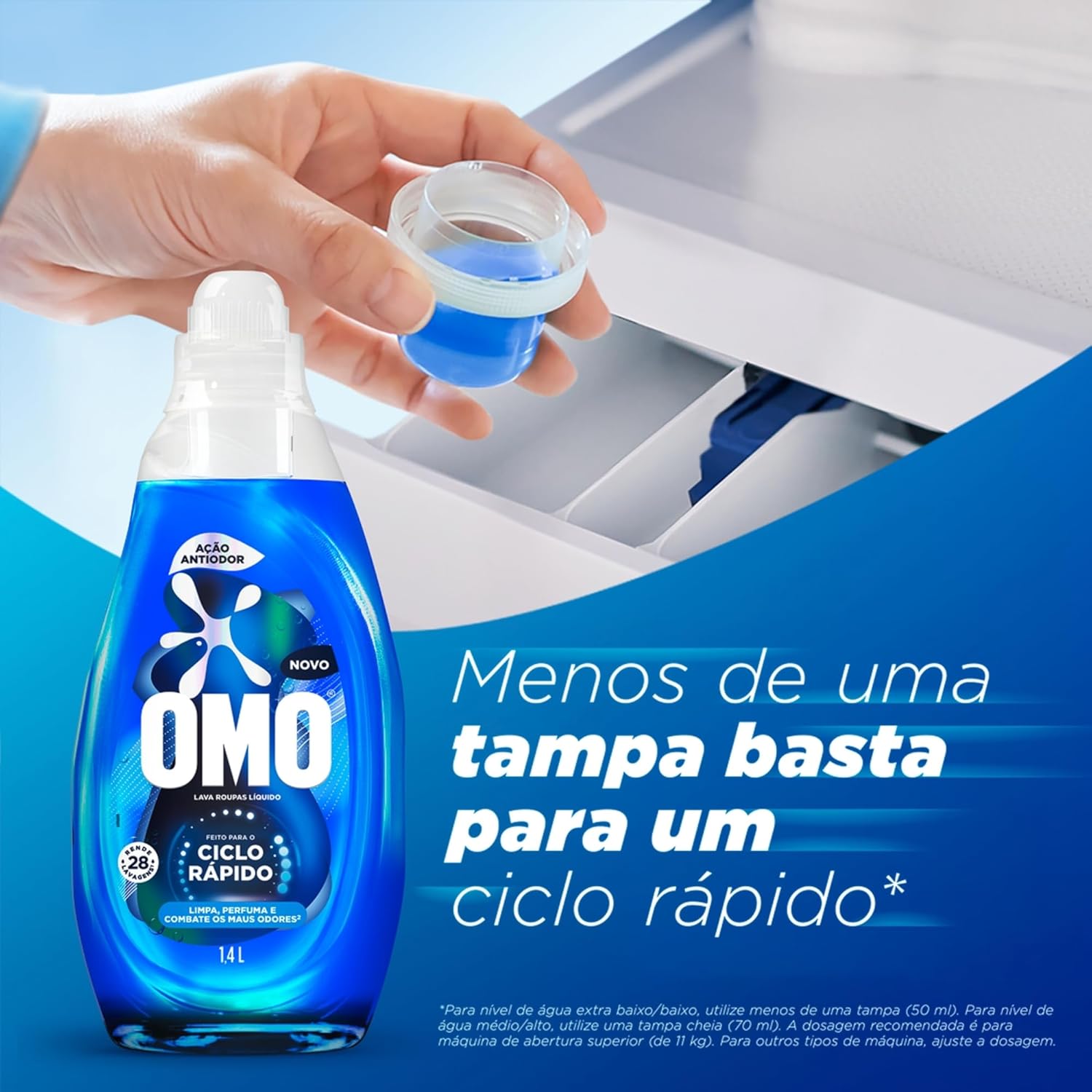 Lava-Roupas Líquido Omo Ciclo Rápido Ação Antiodor Frasco 1,4l na Amazon