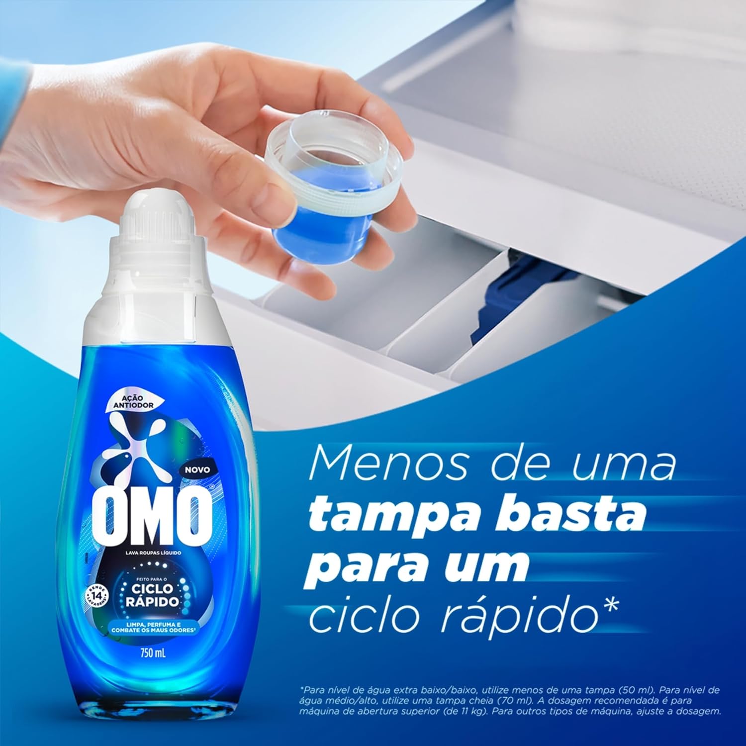 Lava-Roupas Líquido Omo Ciclo Rápido Ação Antiodor Frasco 750ml na Amazon