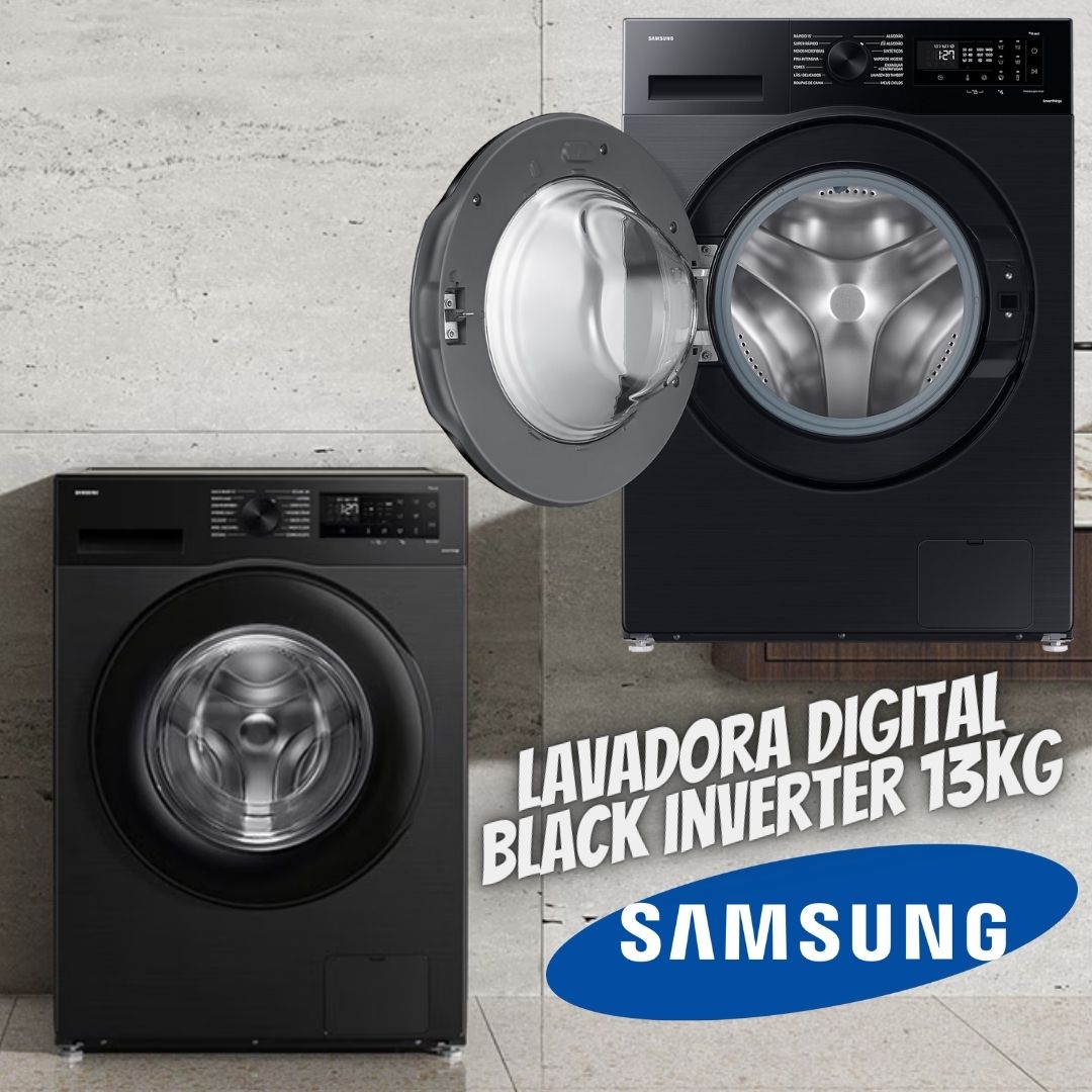 Lavadora de Roupas Digital Inverter Samsung WW13CG Black 13kg na Amazon