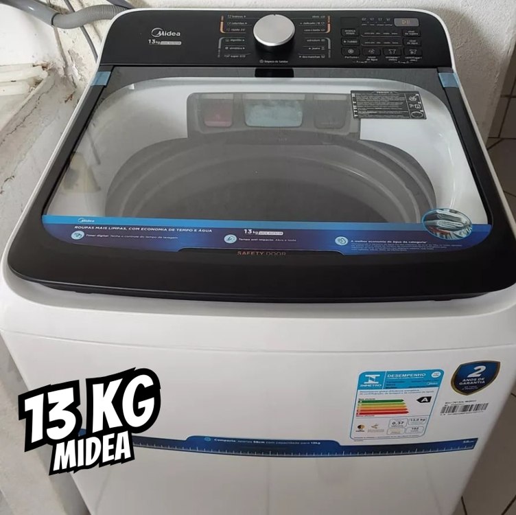 Lavadora de Roupas Midea 13kg Cesto Inox 13 Programas de Lavagem Branca Wave Agitator na Aliexpress