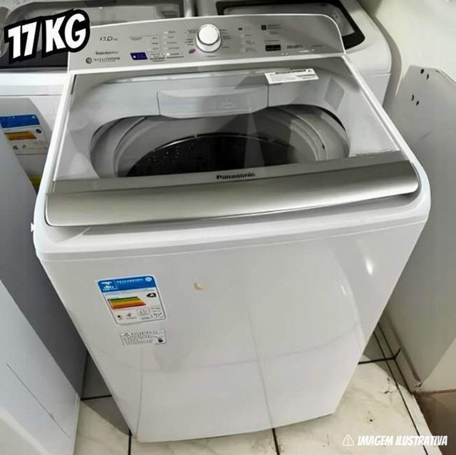 Lavadora de Roupas Panasonic 17kg Cesto Inox – 9 Programas de Lavagem Branca NA-F170B7W na Aliexpress