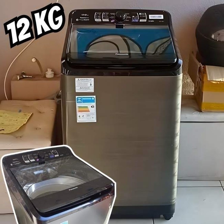 Lavadora de Roupas Panasonic NA-F120B1TB – 12Kg Cesto Inox 8 Programas de Lavagem Titânio na Aliexpress