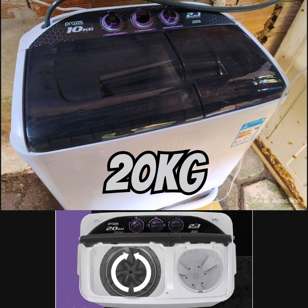 Lavadora Praxis 2 Em 1 20 Kg Premium Lava 10 Kg E Centrifuga 10 Kg Branca 127V na Inpower