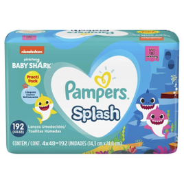 Lenço Umedecido Pampers Splash Baby Shark 192 Unidades na Casas Bahia