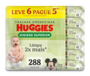 Lenços Huggies Higiene Superior Limpam 2x Mais com 288 unidades na Amazon