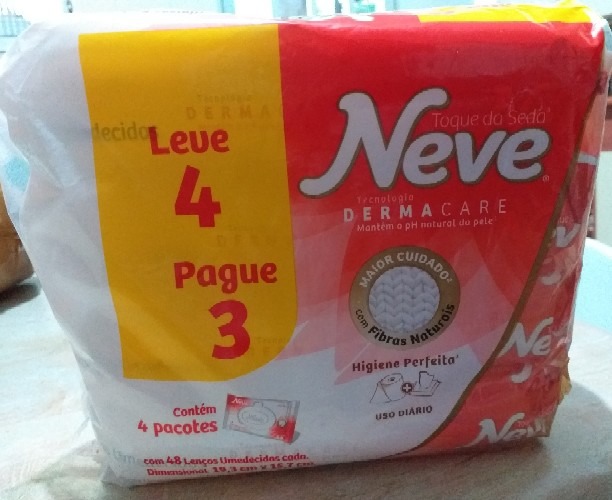 Lenços Íntimos Neve Wipes Toque de Seda – 4 Pacotes com 48 lenços cada na Casas Bahia