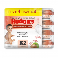 Lenços Umedecidos Huggies Hidratação & Nutrição Contra Assaduras 192 Unidades na Pague Menos