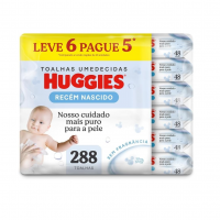Lenços Umedecidos Huggies Recém-Nascido Sem Fragrância 6x48U na Amazon